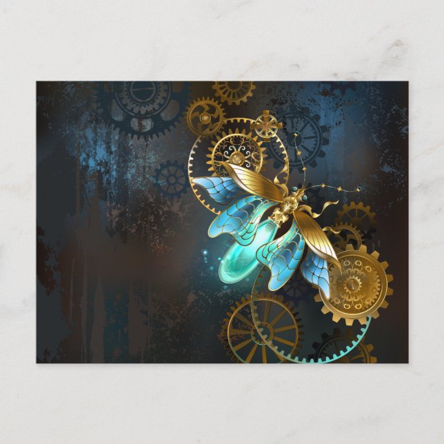 Steampunk Firefly Feiertagspostkarte (Vorderseite)