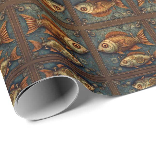 Steampunk-Fische 3 von 3 PP 572 Geschenkpapier (Rolleneckpunkt)