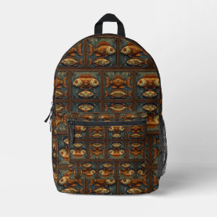Steampunk-Fischmuster Bedruckter Rucksack