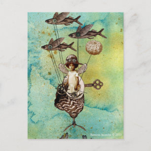 Steampunk Fish Seaship Postkarte