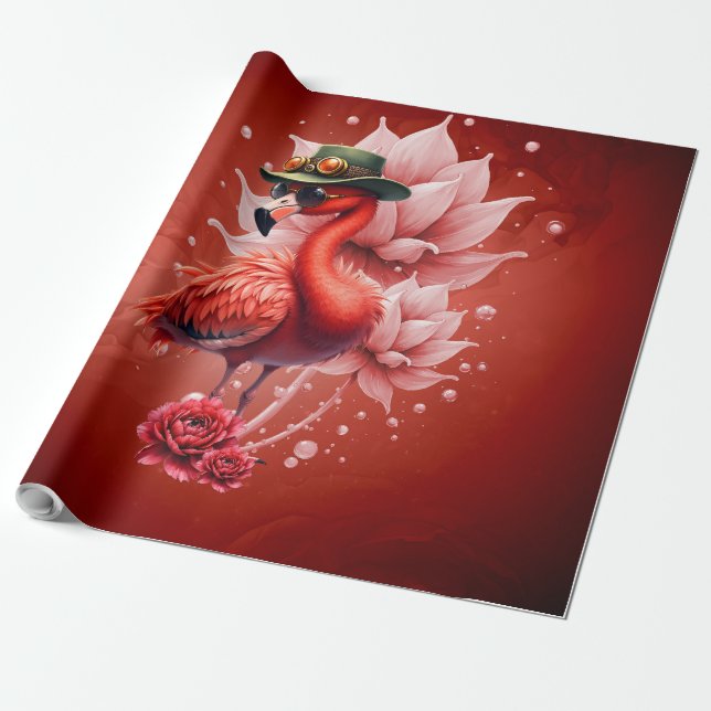 Steampunk Flamingo - Fantasy Digital Artwork Geschenkpapier (Ungerollt)