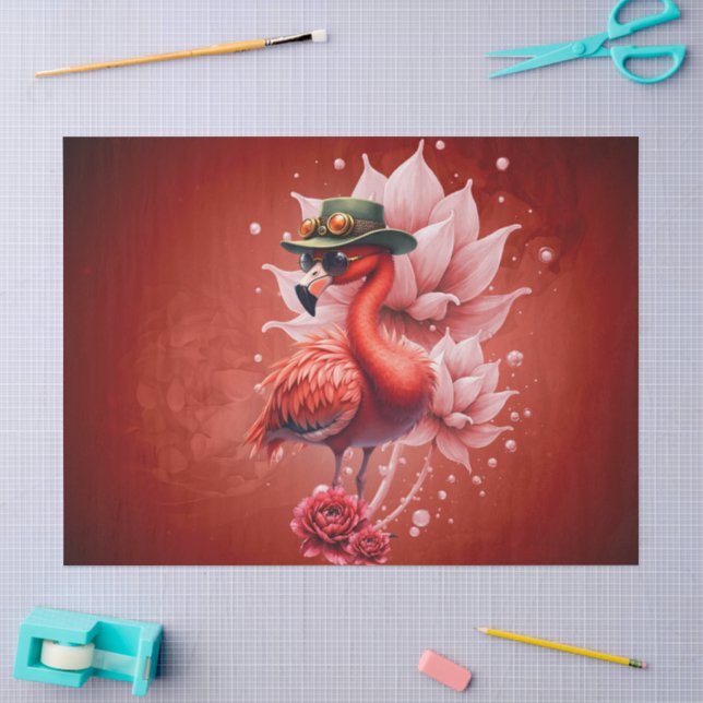 Steampunk Flamingo - Fantasy Digital Artwork Seidenpapier (Basteln)