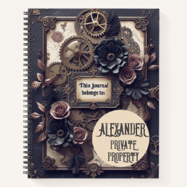 Steampunk Floral Gears Writing Journal Notizbuch