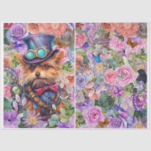 Steampunk Floral Pup mit extra Hintergrund Seidenpapier