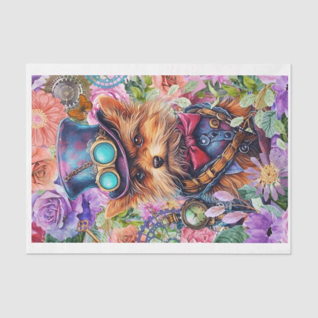 Steampunk Floral Pup Seidenpapier (Vorderseite)