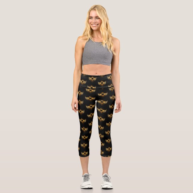 Steampunk-Flügel Capri Leggings (Vorderseite)