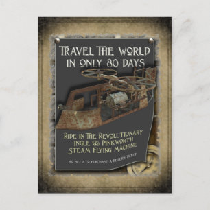 Steampunk Flying Machine Postcard Postkarte