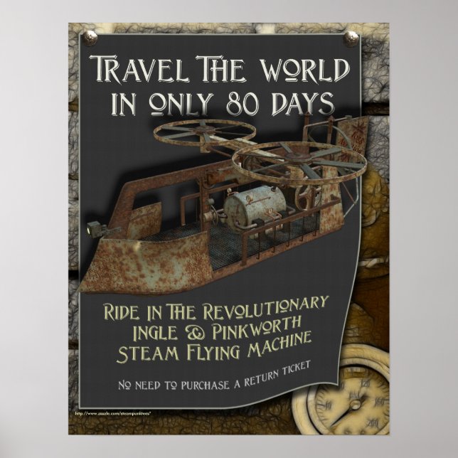 Steampunk-Flying Machine-Print Poster (Vorne)
