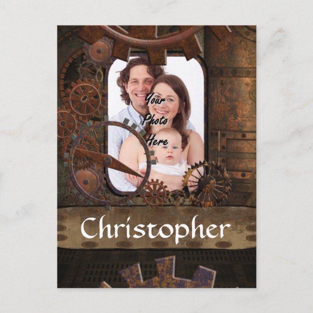 Steampunk-Foto Postkarte (Vorderseite)