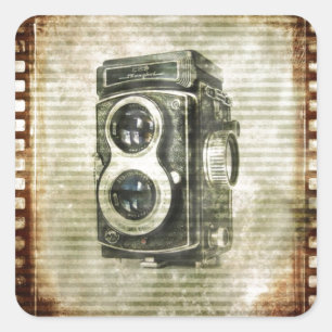 steampunk Fotograf-Fotografie Vintage Kamera Quadratischer Aufkleber