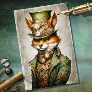 Steampunk Fox 3 Portrait Decoupage Papier