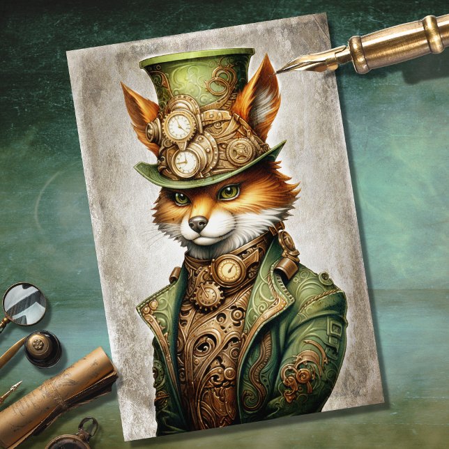 Steampunk Fox 3 Portrait Decoupage Papier (Von Creator hochgeladen)