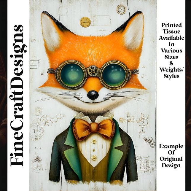 Steampunk Fox in Goggles Jacket Krawatte M3 Decoup Seidenpapier (Von Creator hochgeladen)