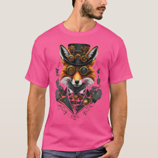 Steampunk Fox mit Goggles und Zahnradgeflecht T-Shirt