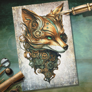 Steampunk Fox Portrait Decoupage Papier