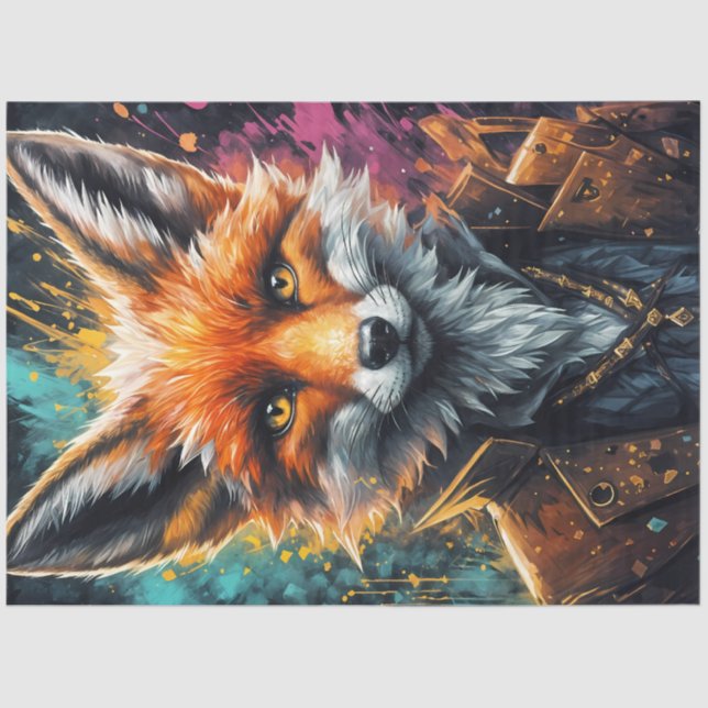 Steampunk Fox Portrait Decoupage Seidenpapier (Vorderseite)