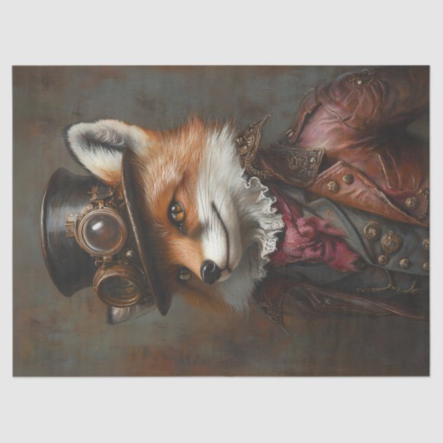 Steampunk Fox Wearing Goggles Decoupage Seidenpapier (Vorderseite)