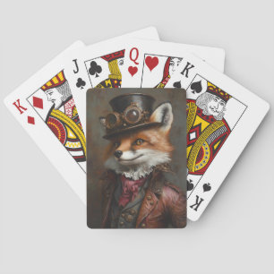 Steampunk Fox Wearing Goggles Spielkarten