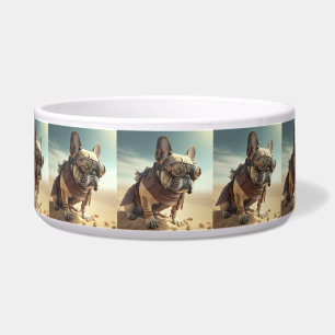 Steampunk Französische Bulldogge mit Schutzbrille  Napf