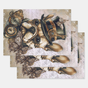 Steampunk Französische Bulldogge Schmetterling Dec Geschenkpapier Set