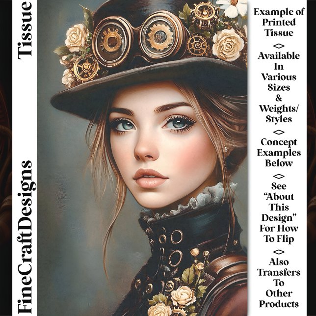 Steampunk Frau + Blume Portrait CJ4 Decoupage Seidenpapier (Von Creator hochgeladen)