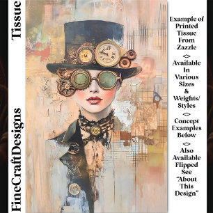 Steampunk Frau Collage Portrait DJ9L Decoupage Seidenpapier