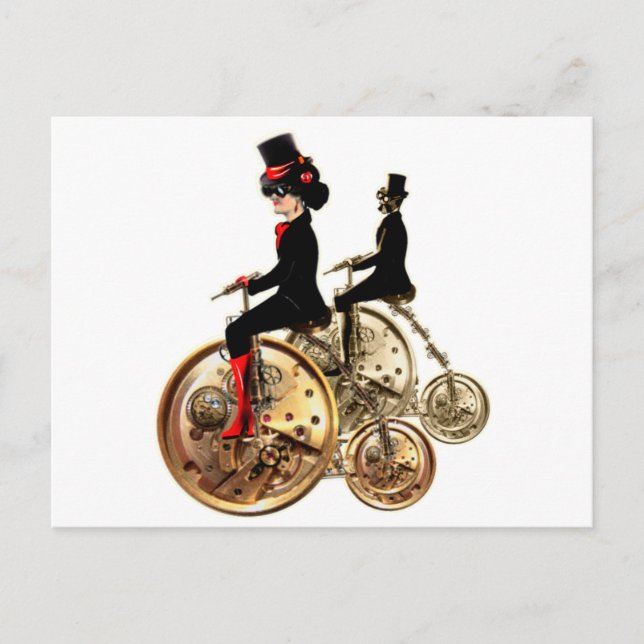 Steampunk-Frau Penny farthing-Gaben von LeahG Postkarte (Vorderseite)
