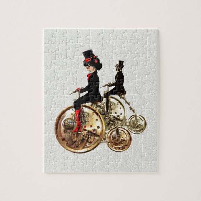 Steampunk-Frau Penny farthings-Geschenke von Leah  Puzzle (Vertikal)