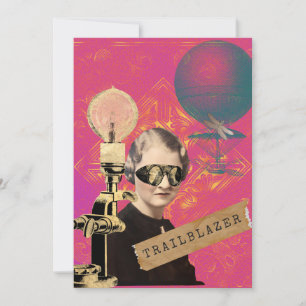 Steampunk-Frau Pionierin Pop-Art-Karte