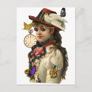 SteamPunk-Frau Postkarte