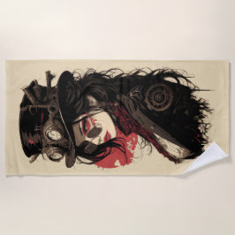 Steampunk-Frauenporträt Vintage-Getriebe-Kunst Strandtuch