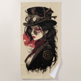 Steampunk-Frauenporträt Vintage-Getriebe-Kunst Strandtuch