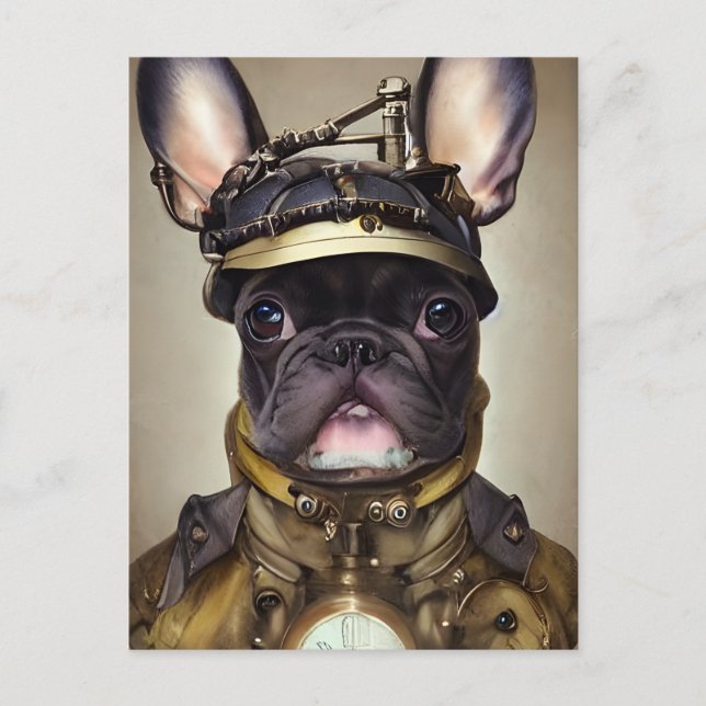Steampunk French Bulldog Postkarte (Vorderseite)