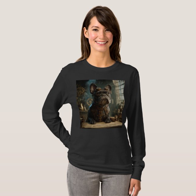 Steampunk Frenchie (Edition 1) - Basic Long Sleeve T-Shirt (Vorne ganz)