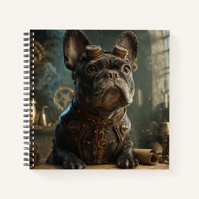Steampunk Frenchie (Edition 1) - Spiral Notebook Notizbuch (Vorderseite)