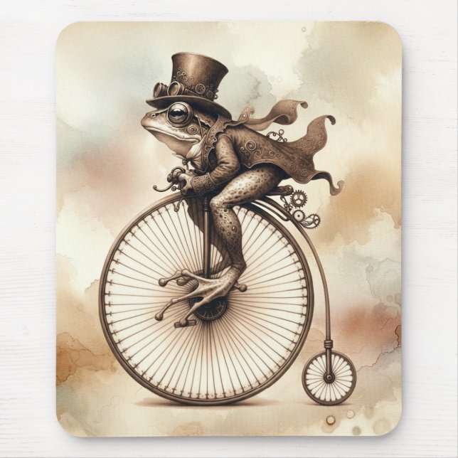 Steampunk Frog Reiten eines Penny-Farthing-Bike Mousepad (Vorne)