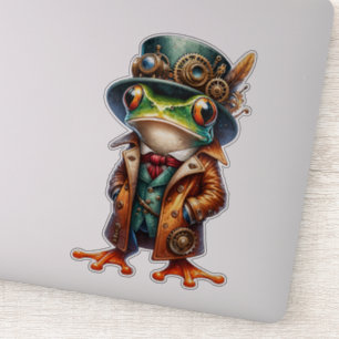 Steampunk Frog Transparenter Aufkleber