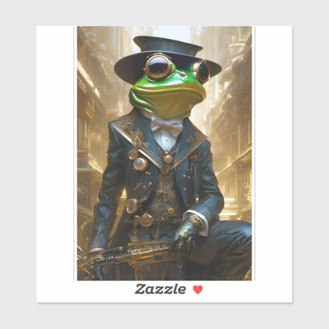 Steampunk Frog Vinyl Sticker (Blatt)