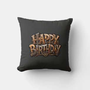 Steampunk Frohe Geburtstag Schriftzug Kissen