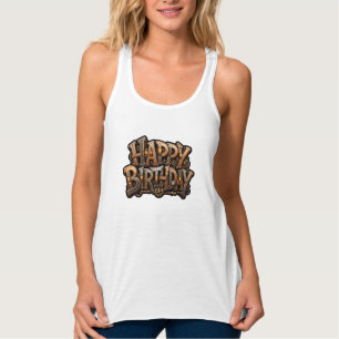 Steampunk Frohe Geburtstag Schriftzug Tank Top