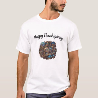 Steampunk Frohes Erntedankfest Doppel-Druck T-Shir T-Shirt