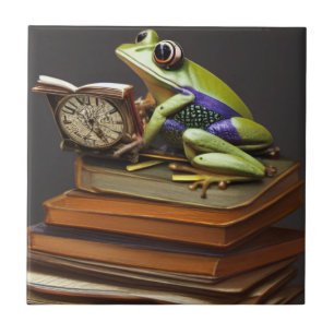 Steampunk Frosch und Uhr Keramik Tile Fliese