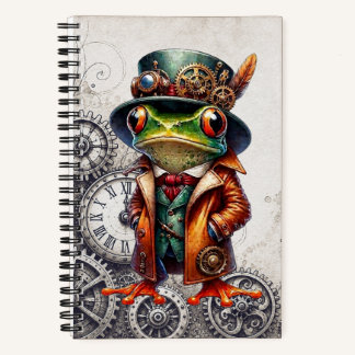 Steampunk-Frosch und Zahnräder Notizbuch