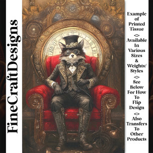 Steampunk Fuchs Auf Thron AC1 Decoupage Seidenpapier
