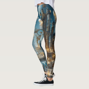 Steampunk Futuristic Ancient City mit Qualle Leggings