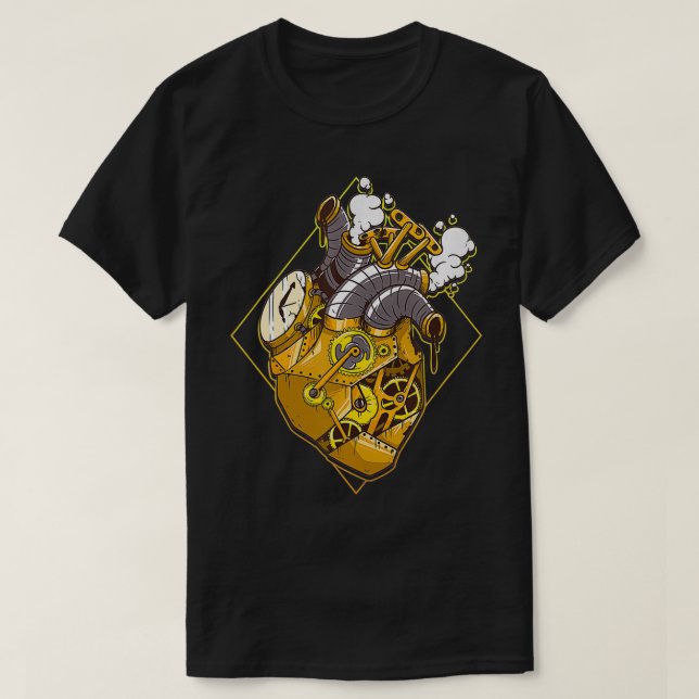 Steampunk Gear Uhrwerk Herz T-Shirt (Design vorne)