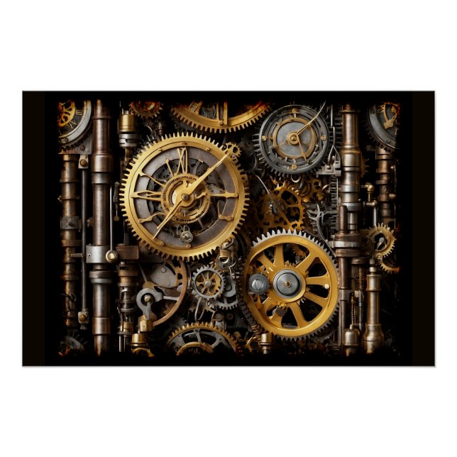 Steampunk-Gear und Lever-Motor Poster (Vorderseite)