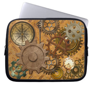 Steampunk-Gears auf der Metal-Look Street Plate De Laptopschutzhülle
