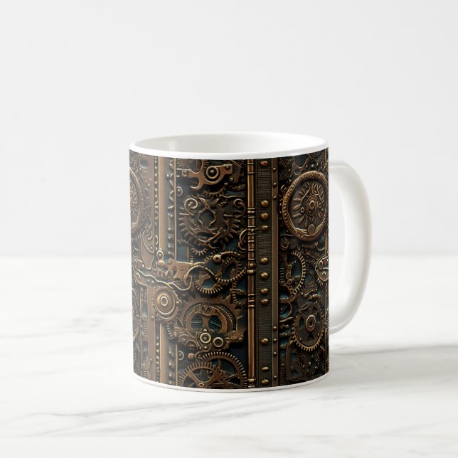 Steampunk Gears Coffee Tasse (VorderseiteRechts)