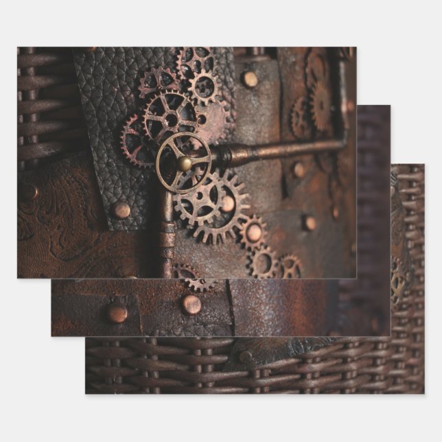 Steampunk Gears Decoupage Geschenkpapier Set (Set)